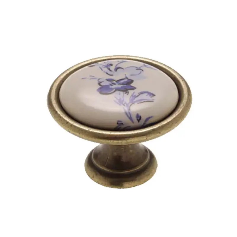 Fogantyú P07.01.25.04/D34 Antikolt Bronz-Kék Virág Fém/Porcelán Legkelendőbb