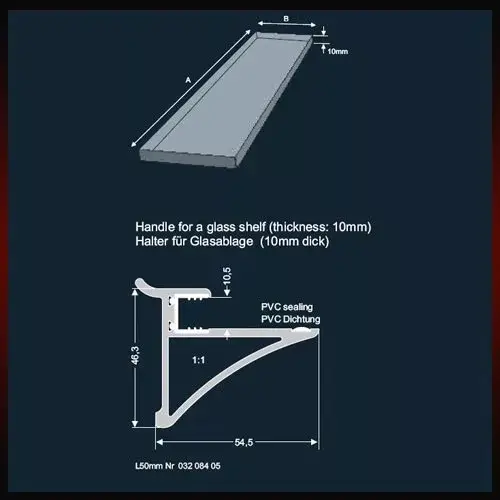 Szuper ajánlat ZOBAL - Üvegpolctartó 10mm üv. L0600mm