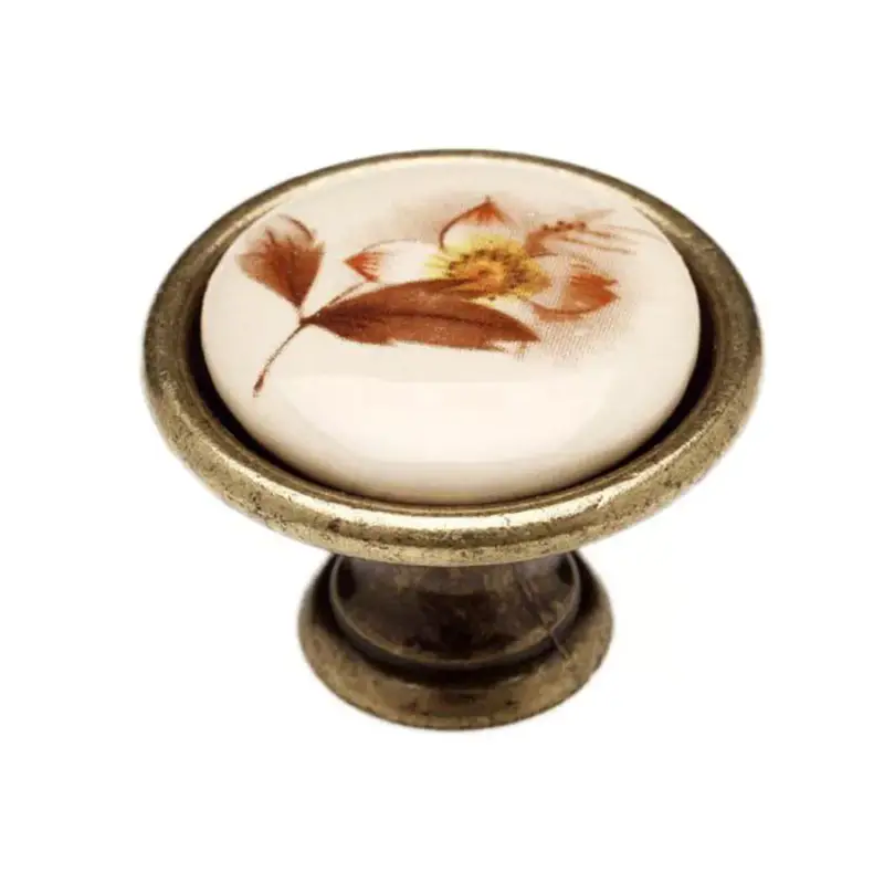Fogantyú P07.01.02.04 Antikolt Bronz-Barna Virág Fém/Porcelán Legjobb ár
