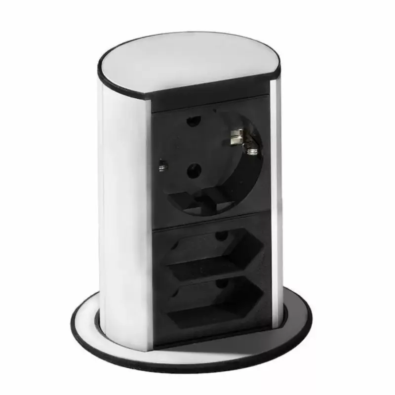 Csak ma Konnektor Munkalapba süllyeszthető ELEVATOR Inox 1db 230V/16A dugalj+2db Euro dugalj+2m kábel