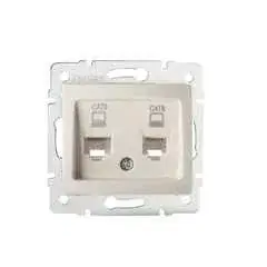 Kihagyhatatlan ajánlat Kanlux 24815 DOMO 01-1420-003 krém dupla adatcsatlakozó aljzat független (2xRJ45 Cat 6 Jack)