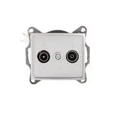 Olcsó Kanlux 24863 DOMO 01-1320-043 ezüst antenna csatlakozó TV/FM aljzat, átmenő
