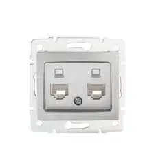 Kanlux 24873 DOMO 01-1410-043 ezüst dupla adatcsatlakozó aljzat független (2xRJ45 Cat 5e Jack) Expressz szállítás