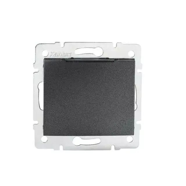 Kanlux 24909 DOMO 01-1230-141 grafit Schuko földelt dugalj IP-44 ajtós, tűzbiztos műanyag Népszerű