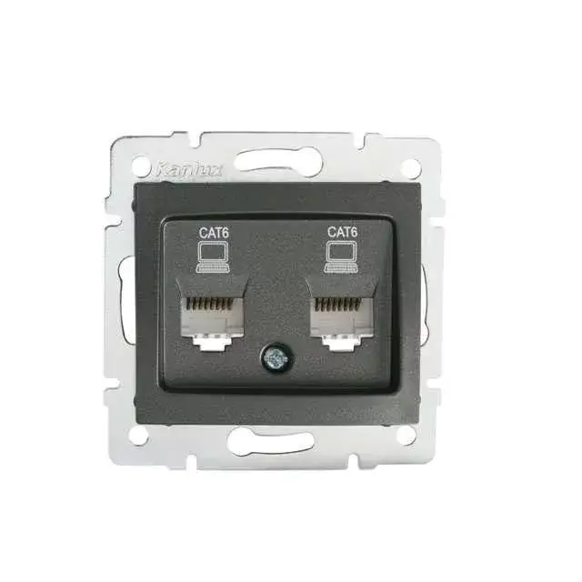 Kanlux 24933 DOMO 01-1420-041 grafit dupla adatcsatlakozó aljzat független (2xRJ45 Cat 6 Jack) Expressz szállítás