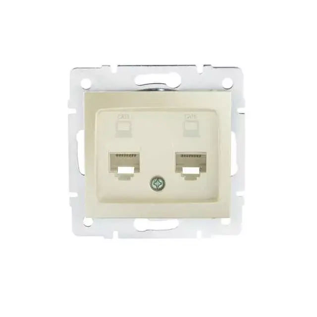 Kanlux 24992 DOMO 01-1420-030 gyöngyház dupla adatcsatlakozó aljzat független (2xRJ45 Cat 6 Jack) Szuper ajánlat