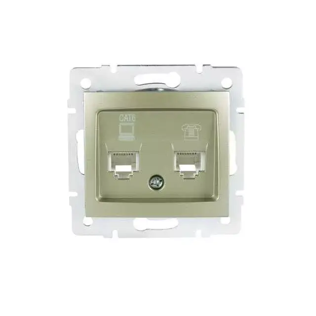 Biztonságos fizetés Kanlux 25053 DOMO 01-1440-050 pezsgő adat-telefoncsatlakozó aljzat (RJ45 Cat 6+RJ11)