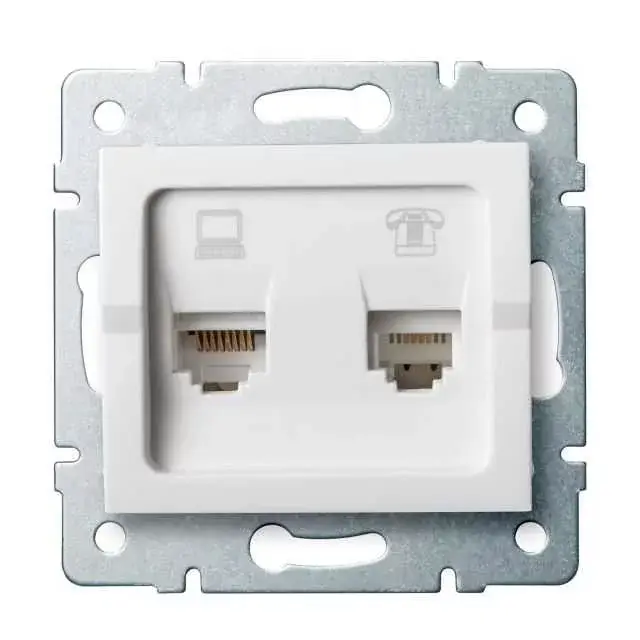 Exkluzív ajánlat Kanlux 25112 LOGI 02-1430-002 fehér adat-telefoncsatlakozó aljzat (RJ45 Cat 5e+RJ11)
