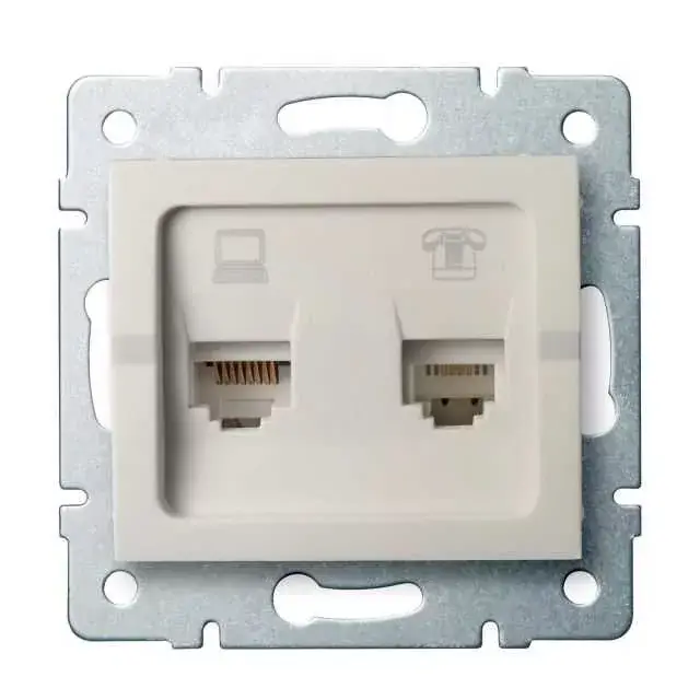 Prémium Kanlux 25171 LOGI 02-1430-003 krém adat-telefoncsatlakozó aljzat (RJ45 Cat 5e+RJ11)