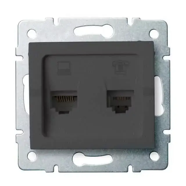 Gyors kiszállítás Kanlux 25290 LOGI 02-1440-041 grafit adat-telefoncsatlakozó aljzat (RJ45 Cat 6+RJ11)
