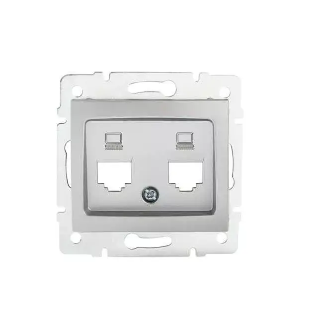 Kanlux 25932 DOMO 01-1419-043 ezüst dupla csatlakozó aljzat burkolat, független, aljzat nélkül (2xRJ45 Jack) Olcsó