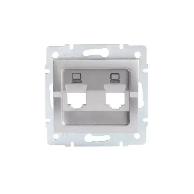 Olcsó Kanlux 25938 LOGI 02-1419-043 ezüst dupla csatlakozó aljzat burkolat, független, aljzat nélkül (2xRJ45 Jack)