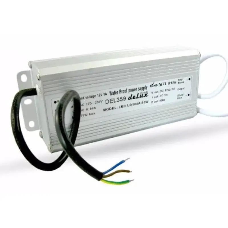 Azonnali szállítás LED tápegység60W 12V 5A IP65 DEL359 delux