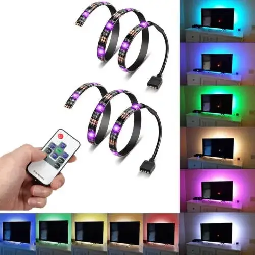 Gyors szállítás TV háttér RGB világítás 5V USB csatlakozóval 10 gombos RF távirányítóval (PL9614)