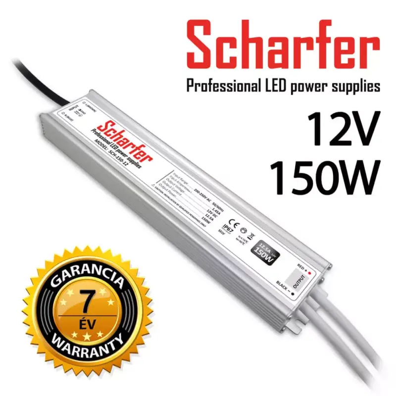 Alacsony ár SCHARFER SCH-150-12 150W vízálló LED tápegység IP67 12V VDC 12,5A