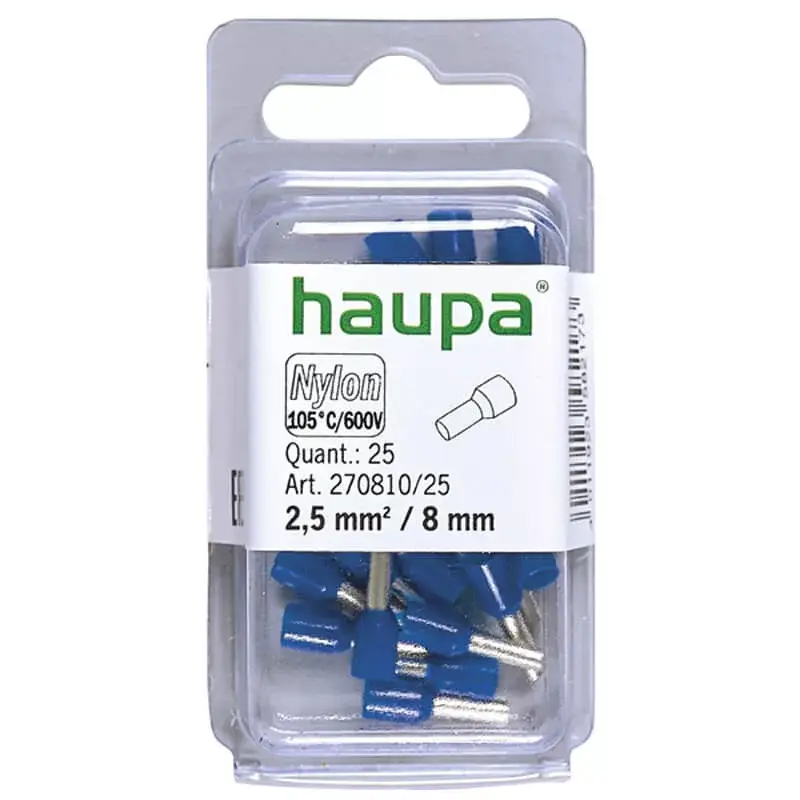 HAUPA Érvéghüvely szigetelt 2,5/ 8 kék 270810/25 SmallPack Haupa (25db/bliszter) Akciós ár