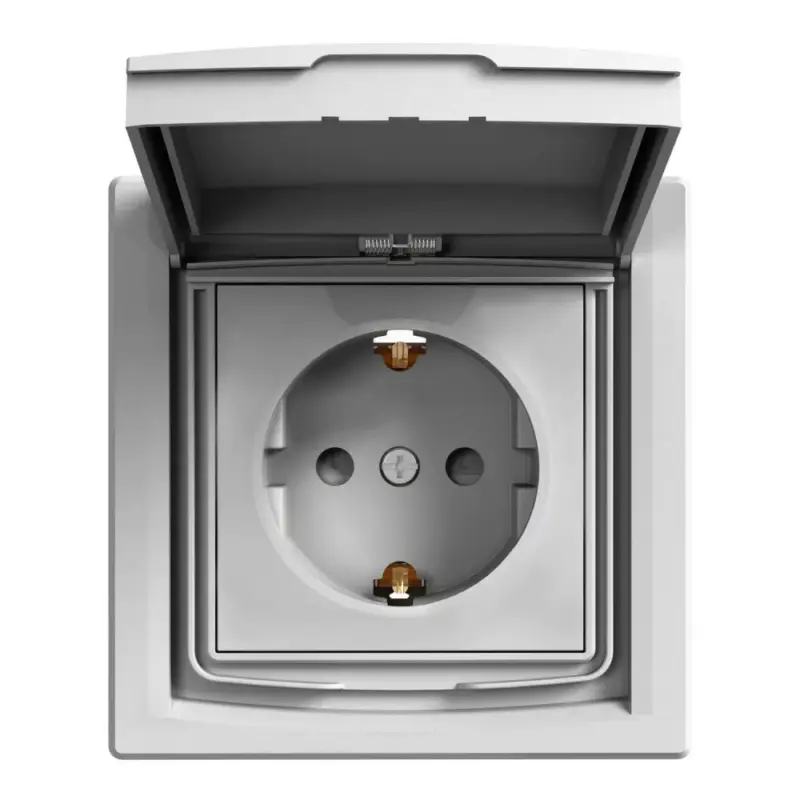 Schneider ASFORA 2P+F csatlakozóaljzat, gyermekvédelemmel, csapfedeles - IP44, kerettel, alumínium EPH3100361 Végkiárusítás