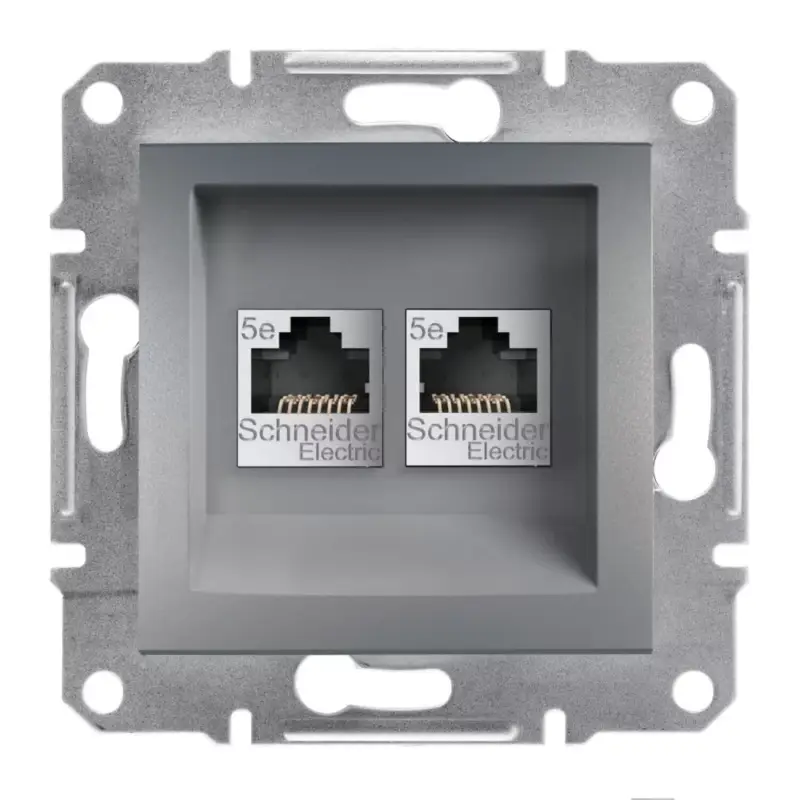 Schneider ASFORA 2xRJ45 Cat5e UTP aljzat, acélEPH4400162 Biztonságos fizetés