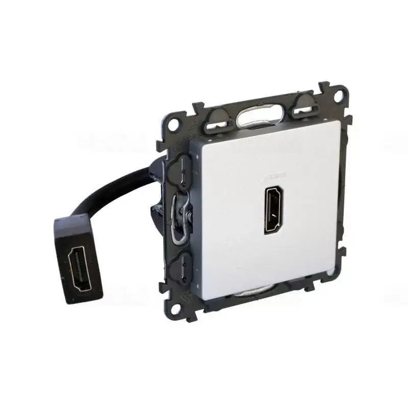 Legrand Valena Life Elővezetékelt HDMI 1.4 típusú csatlakozóaljzat, 15 cm kábellel szállítva, Alumínium, Legrand 753375 Nézd meg most