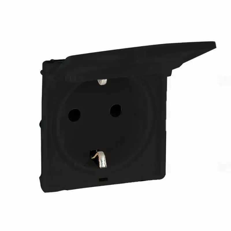 Legrand Valena Life 2P+F csatlakozóaljzat burkolat csapófedéllel, fekete, Legrand 756842 Szuper ajánlat