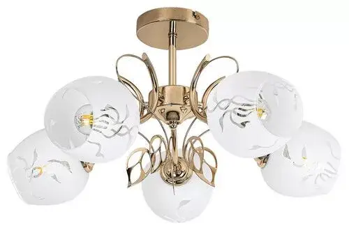 Rábalux 5099 Fauna Beltéri Mennyezeti lámpa arany-fehér mintás E27 5x MAX 40, IP20 Vásárlói kedvenc