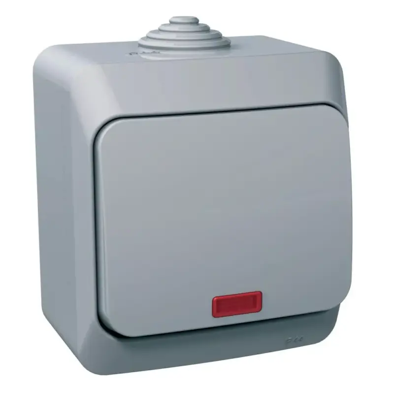 Biztonságos fizetés Schneider CEDAR PLUS Váltókapcsoló, jelzőfénnyel, IP44, szürke, WDE000661