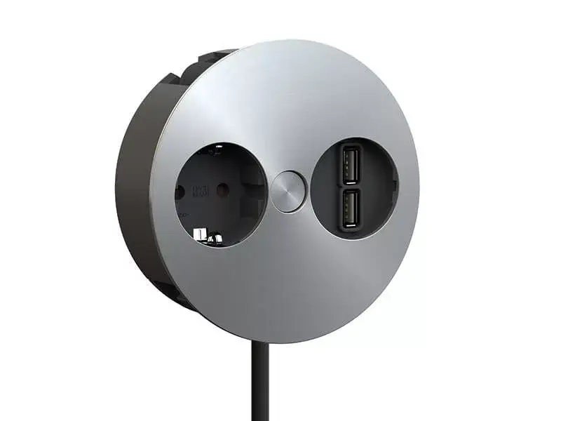 Vedd meg most BACHMANN Twist 931.031 elosztó, 1x230V + 2xUSB A töltő 15W dugaszoló aljzat, INOX, Schuko