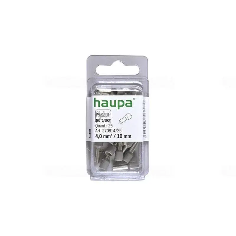Azonnal elérhető HAUPA Érvéghüvely szigetelt 4,0/10 szürke 27081425 SmallPack Haupa (25db/bliszter)