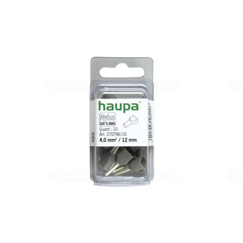 Ajánlat HAUPA Érvéghüvely iker 2* 4,0/12 szürke 270796/10 SmallPack Haupa (10db/bliszter)