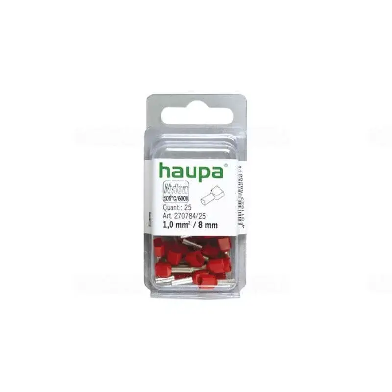 HAUPA Érvéghüvely iker 2* 1,0/ 8 piros 270784/25 SmallPack Haupa (25db/bliszter) Azonnal elérhető