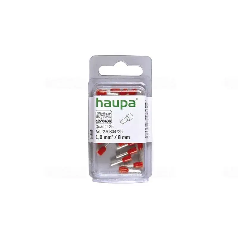 Olcsó HAUPA Érvéghüvely szigetelt 1,0/ 8 piros 270804/25 SmallPack Haupa (25db/bliszter)