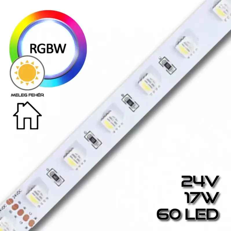 Végkiárusítás LEDSZALAG RGBW 5050smd-60WN 60led/m IP20 24V színes+fehér 3000K 17W/m 70652