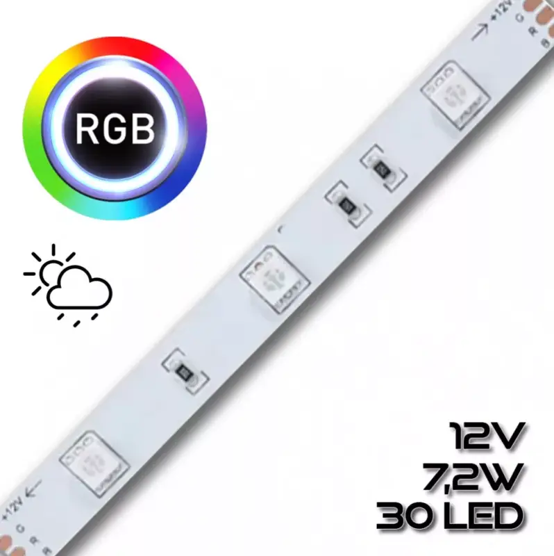 LEDSZALAG RGB 5050smd 30led/m IP65 12V színes 7,2W/m RGB 70380 szilikon Legnépszerűbb