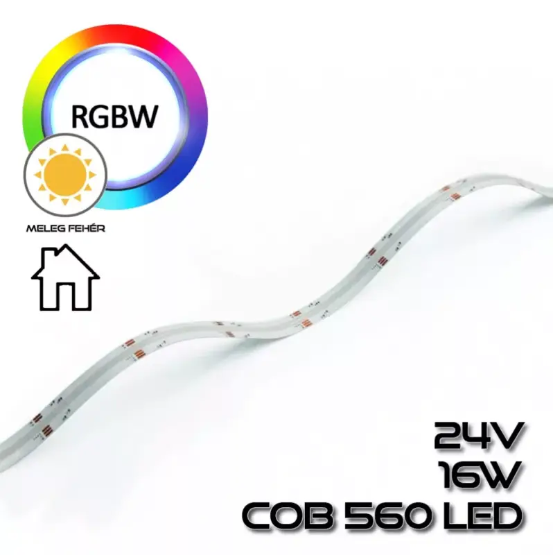 Különleges ajánlat COB LEDSZALAG 560 led/m IP20 24V, 16W/m RGBW meleg fehér 75652