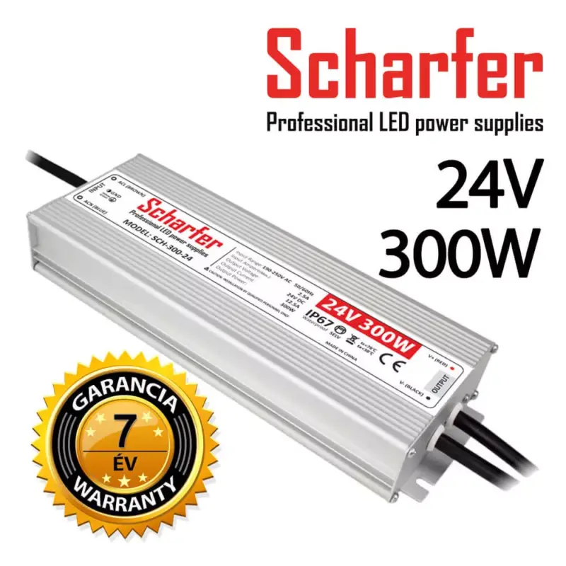Exkluzív ajánlat SCHARFER SCH-300-24 300W vízálló LED tápegység IP67 24V VDC 12,5A