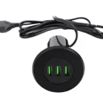 Prémium STRONG USB töltő, 3x töltő kimenet fekete Bútorba süllyeszthető, 367886