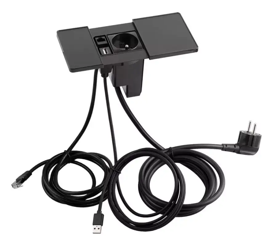 VersaPad 1x elektromos dugaszoló aljzat 1xUSB, 1xRJ45 fekete ASA 229468 Akció