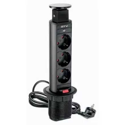GTV ASZTALBA SÜLLYESZTHETŐ IRODAI ELOSZTÓ, IP20, 3x230V, 2xUSB A, FEKETE, ÁTM: 60 MM,1,5M KÁBELLEL, GTV-AE-BPW3S60U-20 Legjobb ár