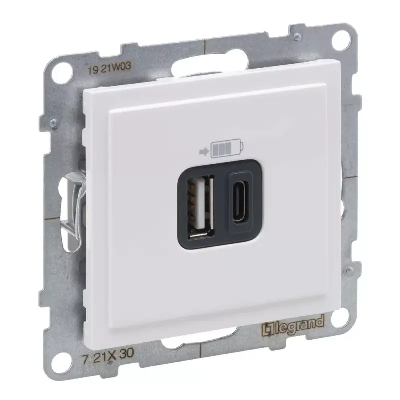 Legrand Suno 2xUSB - A+C csatlakozóaljzat, 3 A - 15 W,fehér, Legrand 721130 Utolsó esély