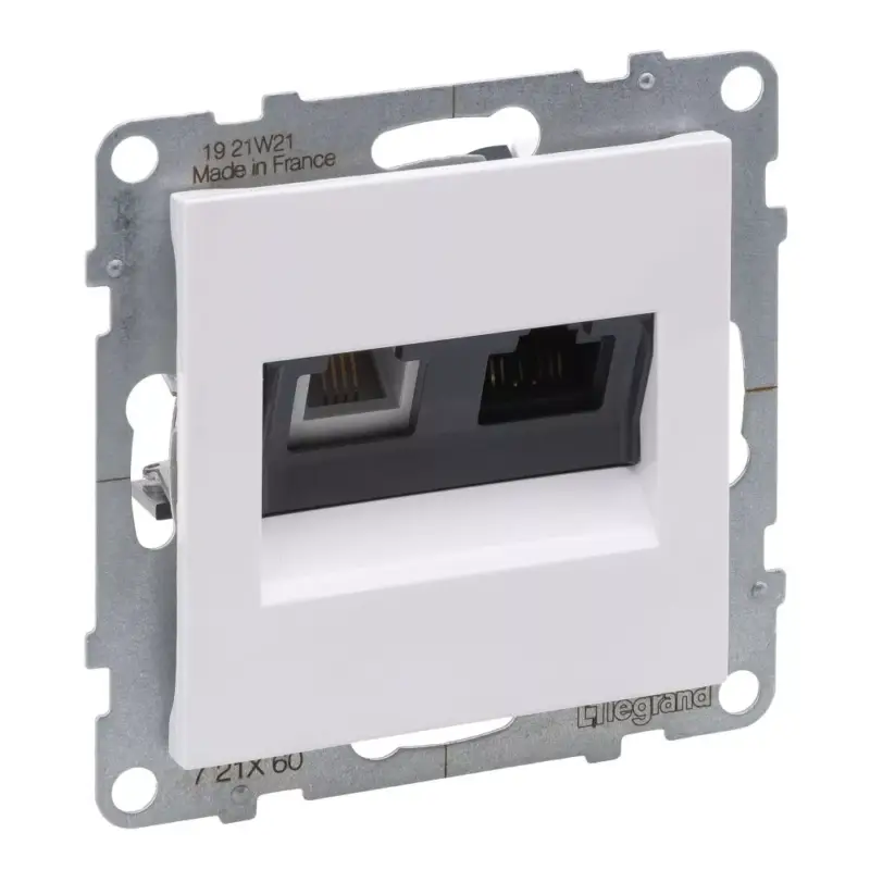 Legrand Suno RJ 11 + RJ 45 Cat.6 UTP csatlakozóaljzat, fehér, Legrand 721160 Legkelendőbb