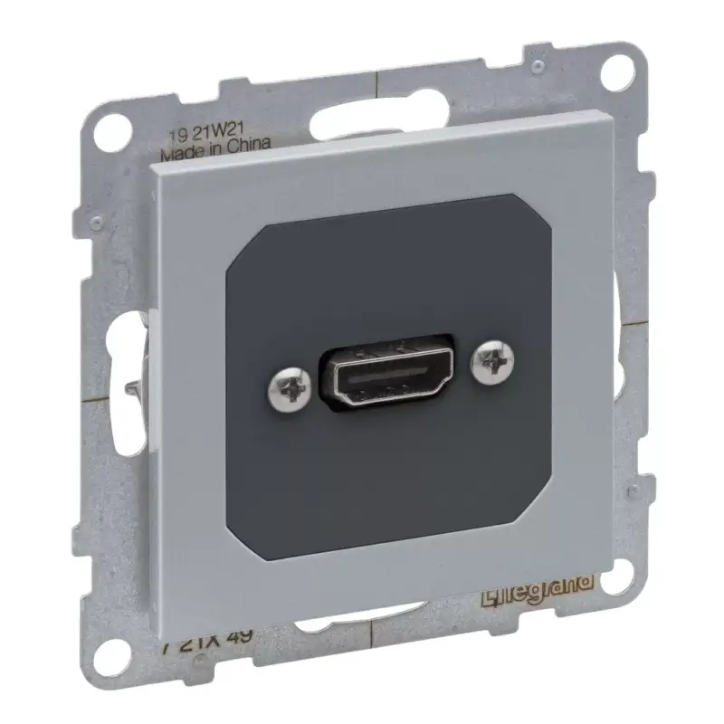 Legrand Suno elővezetékelt HDMI 1.4 típusú csatlakozóaljzat, 15 cm kábellel szállítva, alumínium, Legrand 721349 Bestseller