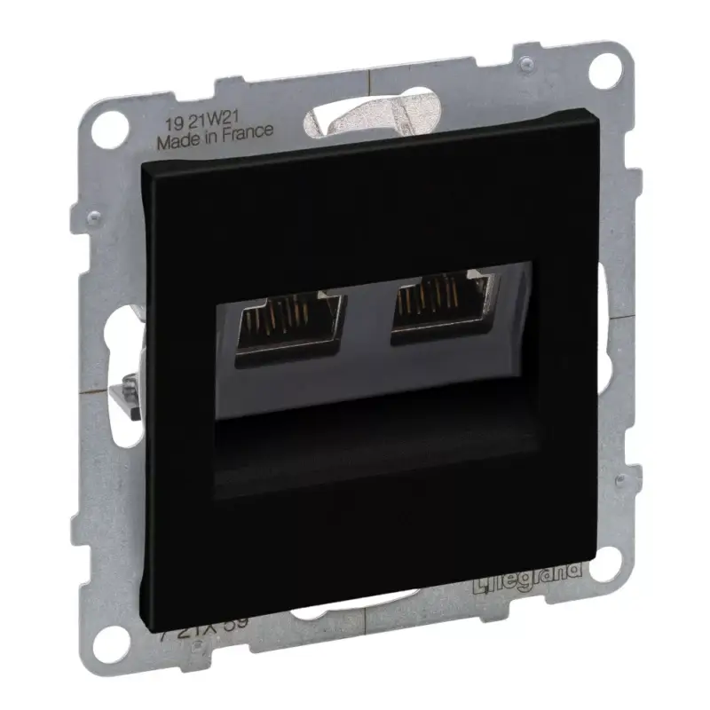 Különleges ajánlat Legrand Suno 2xRJ45 Cat.6A STP csatlakozóaljzat, fekete, Legrand 721459