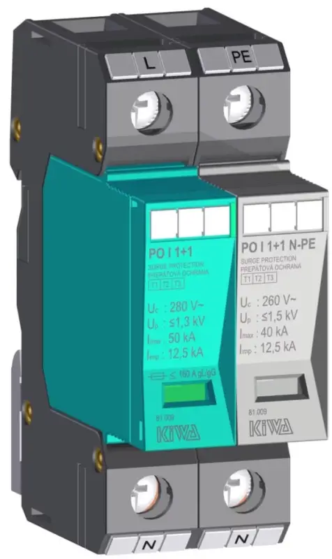 KIWA PO I 1+1 280V túlfeszültség levezető 12,5kA T1+T2 (B+C) 81.009 Ajánlat