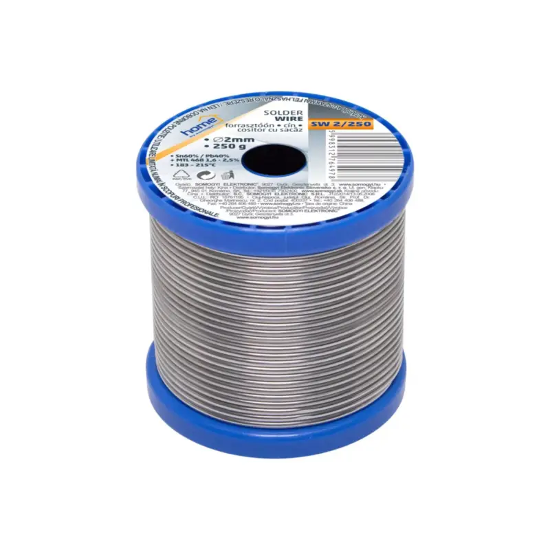 Home SW 2/250 forrasztóón, 2mm, 250g, európai gyártótól származó kiváló minőségű forrasztóón, összetétel: SN/PB: 60/40%, gyanta: 2,0%, SW_2_250 Gyors szállítás