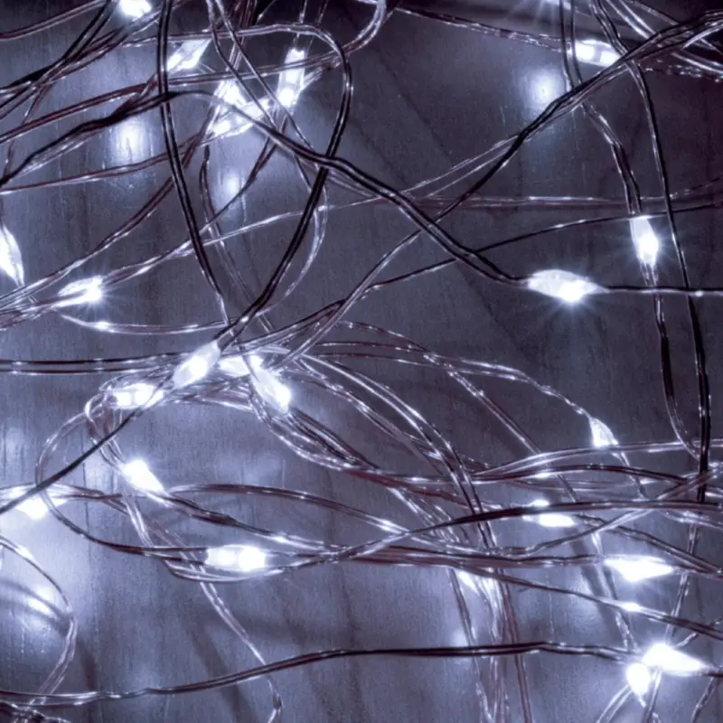 Végkiárusítás Home ML 200/WH micro LED-es fényfüzér-köteg, 200 db hidegfehér micro LED, 10 ágú, vékony, ezüstszínű vezeték, hálózati adapter, kül- és beltéri kivitel, ML_200_WH