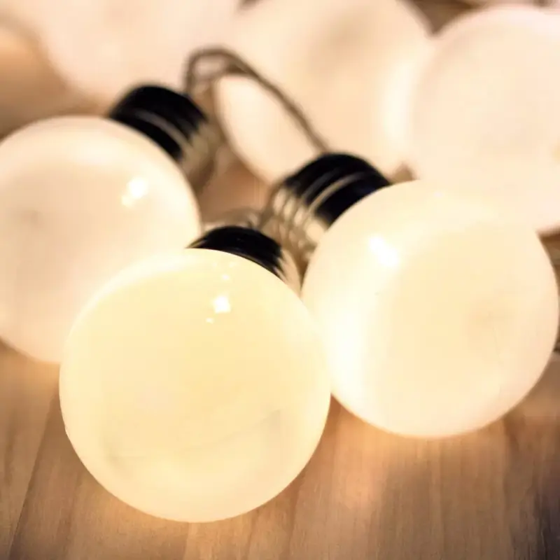 Újdonság Home LP 20/WW LED-es villanykörte fényfüzér, 9,5 m / 20 db melegfehér LED, villanykörte búra, állófényű, átlátszó vezeték, adapter, kül- és beltéri kivitel, LP_20_WW