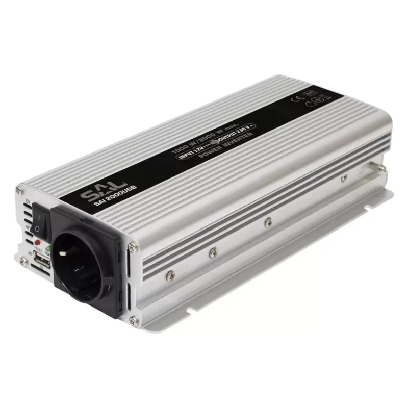 Legnépszerűbb SAL SAI 2000USB feszültségátalakító, 1000 W, inverter, 500 mA USB töltő, gyermekzár, SAI_2000USB