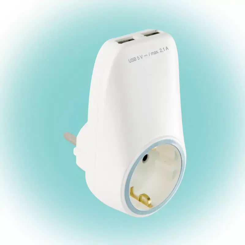 Home NV 2100 USB hálózati aljzat USB töltőaljzatokkal, 2xUSB töltőaljzat 5V/max.2,1A, földelt hálózati aljzat gyermekvédő zsaluval, NV_2100_USB Akciós ár
