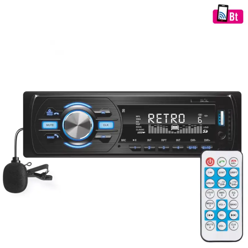 Olcsó SAL VB 4000 autórádió és multimédiás lejátszó, 4 x 45 W, 4 x RCA aljzat, BT, FM RDS, MP3, WMA, USB, SD, AUX, VB_4000