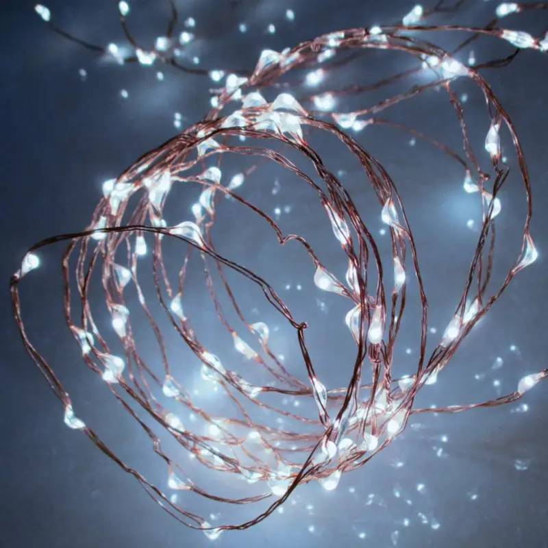 Home ML 160/WH micro LED-es fényfüzér, 15,9 m / 160 db hidegfehér micro LED, állófényű, vékony vezeték, hálózati adapter, kül- és beltéri kivitel, ML_160_WH Gyors szállítás